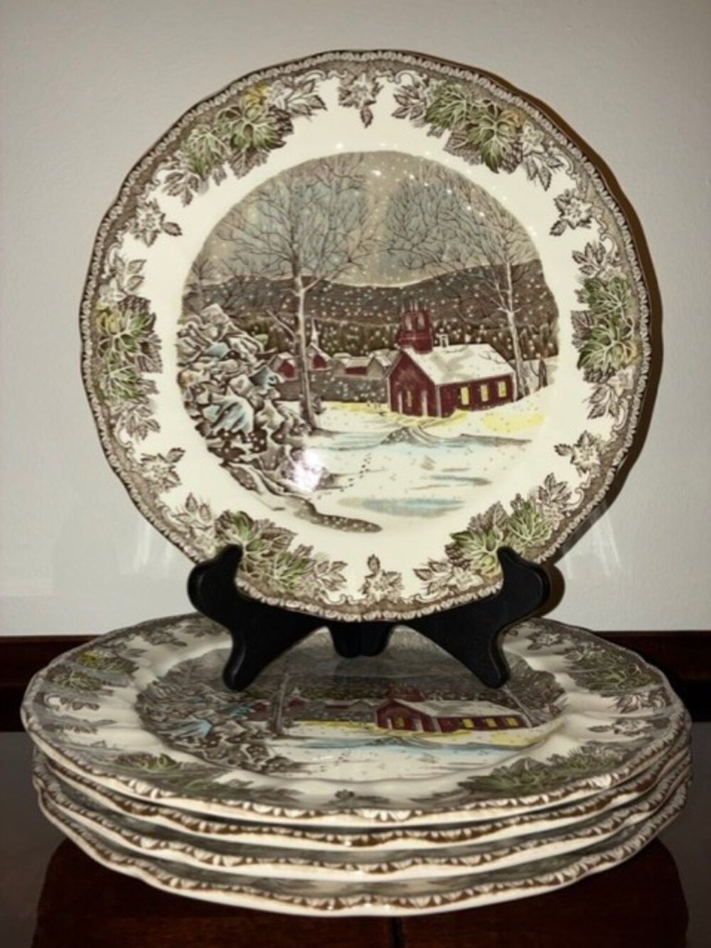 Set of 5 Johnson Brothers Friendly Village "The School House" 9-1/2" Plates
